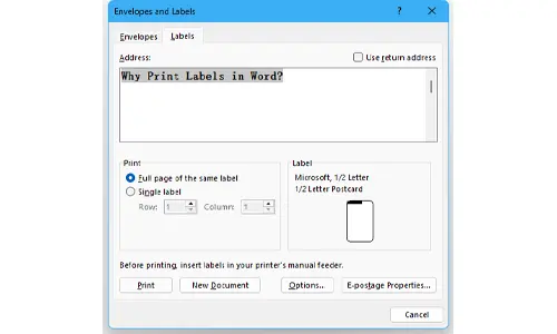 How To Print Labels From Word - Step 3